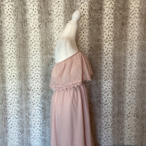 NWT! Express strapless off the shoulder dress ruffle with delicate lace boho - Picture 8 of 13